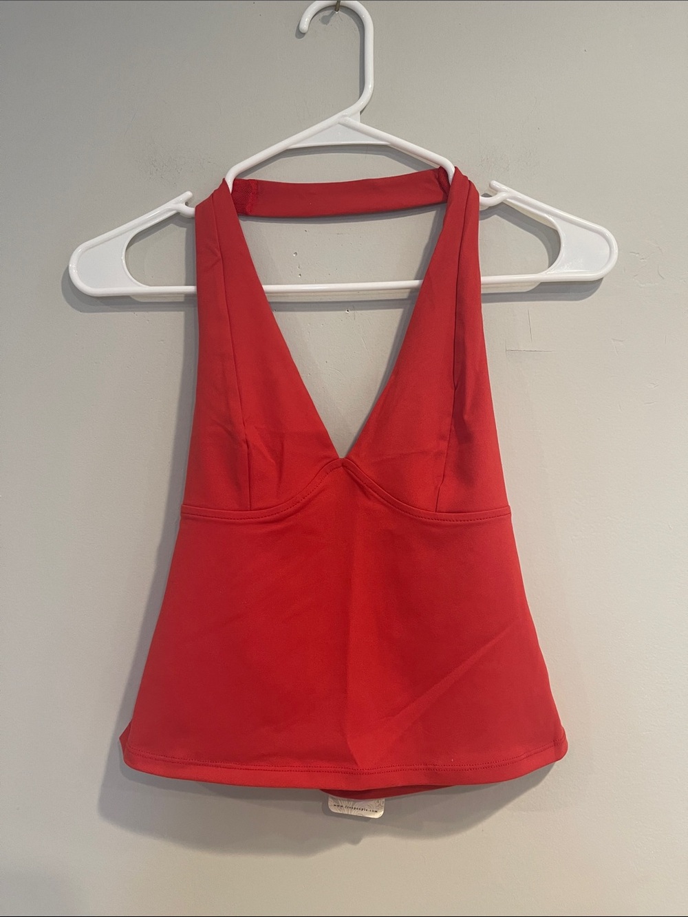 NWT Free People Intimately Red Deep V Halter Top Size Small